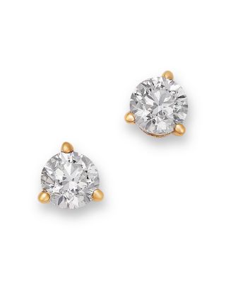 Diamond Martini Set Solitaire Stud Earrings in 14K Yellow or White Gold, 0.75 tcw