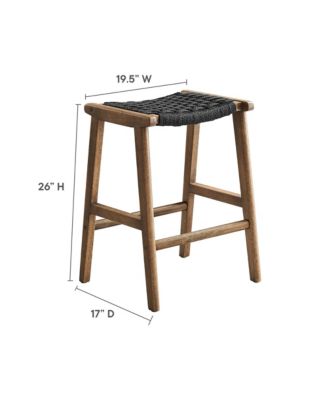 Saoirse Woven Rope Wood Counter Stool, Set of 2