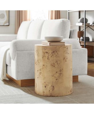 Cosmos 16" Round Burl Wood Side Table