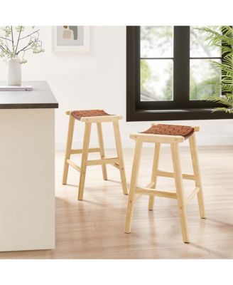 Saoirse Faux Leather Wood Counter Stool, Set of 2