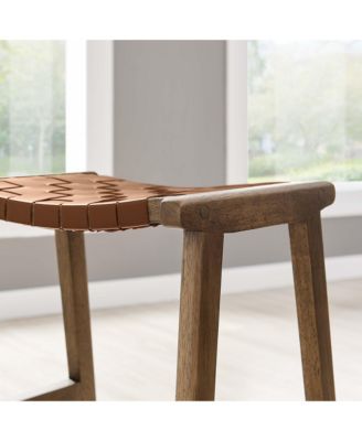 Saoirse Faux Leather Wood Counter Stool, Set of 2