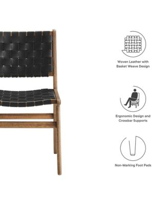 Saoirse Leather Wood Dining Side Chair, Set of 2