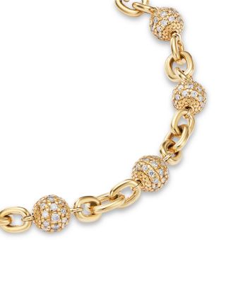 Pav&eacute; Circle Diamond Chain Link Bracelet in 14K Yellow Gold, 2.0 tcw