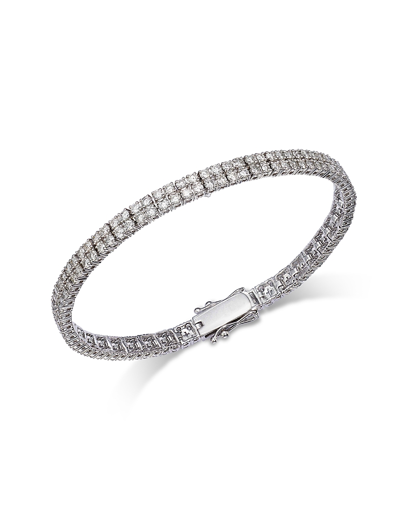 Bloomingdale's Fine Collection Diamond Double Row Bracelet in 14K White Gold, 4.0 tcw