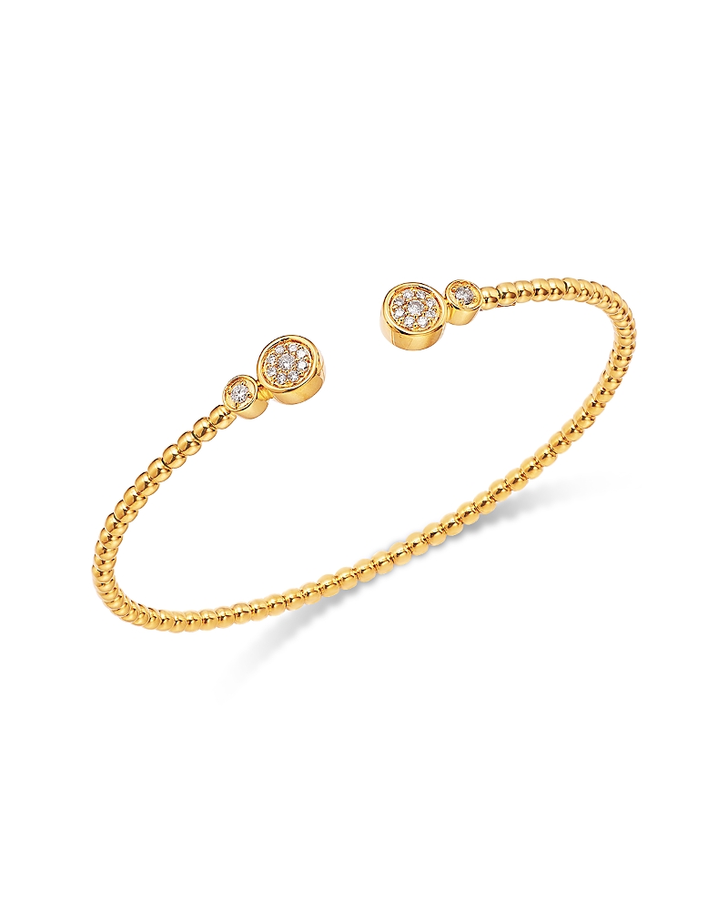Bloomingdale's Fine Collection Diamond Beaded Flexible Open Cuff Bracelet In 14k Yellow Gold, 0.25 Tcw In Gold