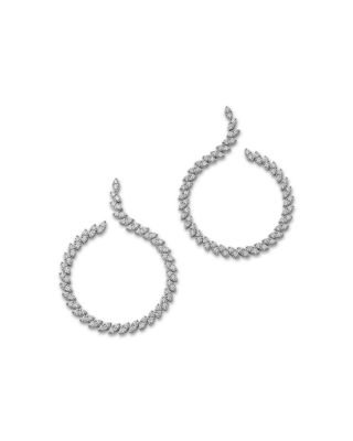 Diamond Swirl Drop Earrings in 18K White Gold 