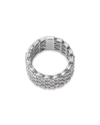 18K White Gold Marquesa Diamond Triple Row Cluster Ring