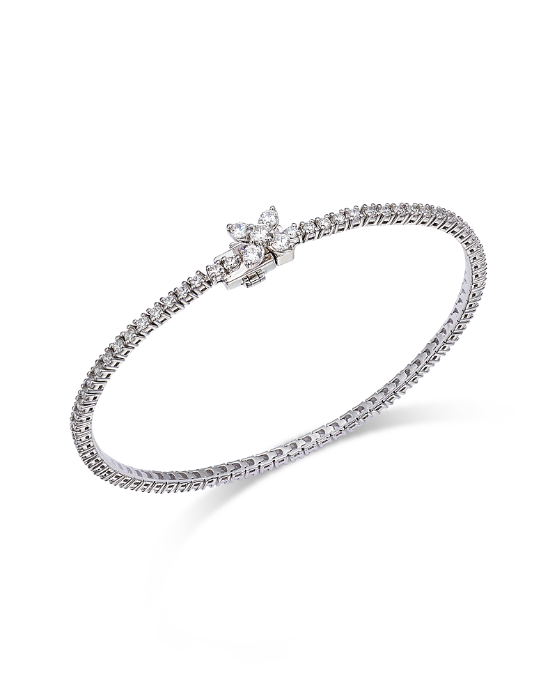 Bloomingdale's Fine Collection Diamond Clover Tennis Bracelet In 14k White Gold, 2.0 Tcw In Gold