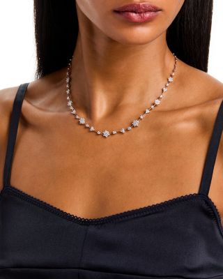 Diamond Flower Necklace in 14K White Gold, 3.0 tcw