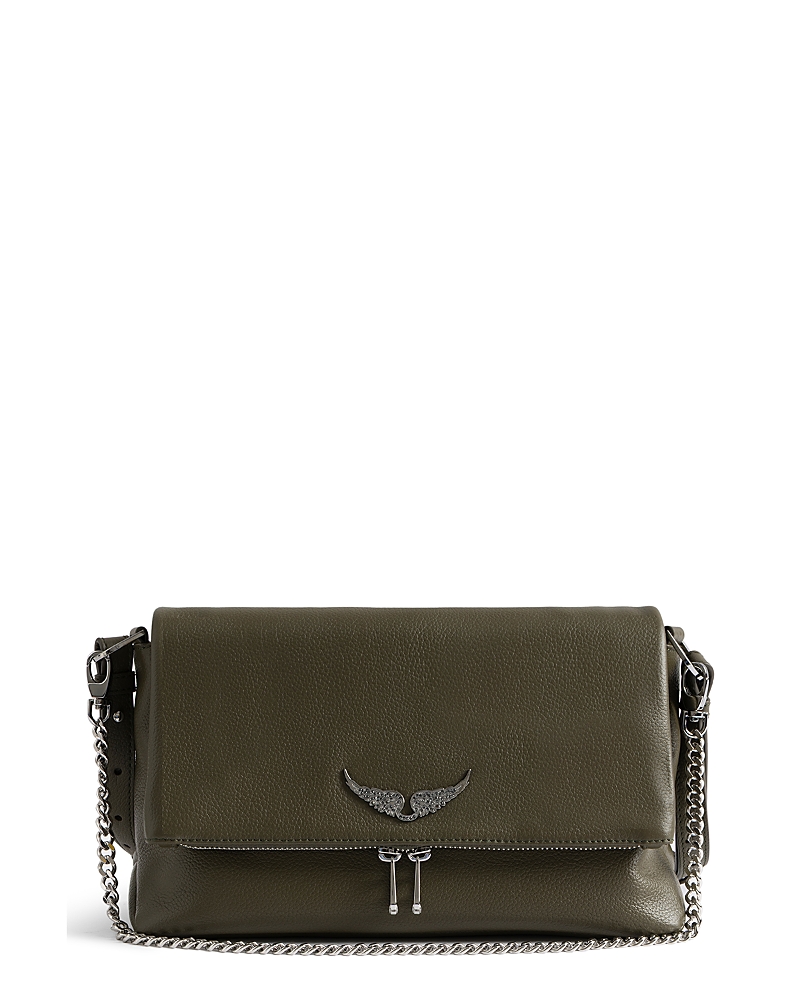 Zadig & Voltaire Womens Record Rocky Ii Wing-embellished Leather Cross-body Bag In Green