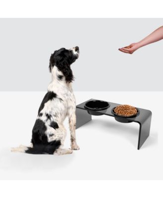 Medium Smoke Grey Small Double Bowl Feeder, 1 Quart Bowls