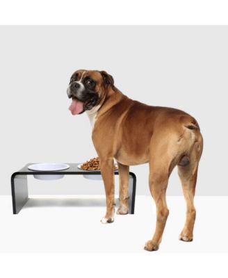 Medium Smoke Grey Small Double Bowl Feeder, 1 Quart Bowls