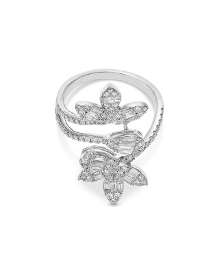 Diamond Bypass Ring in 18K White Gold, 1.2 tcw