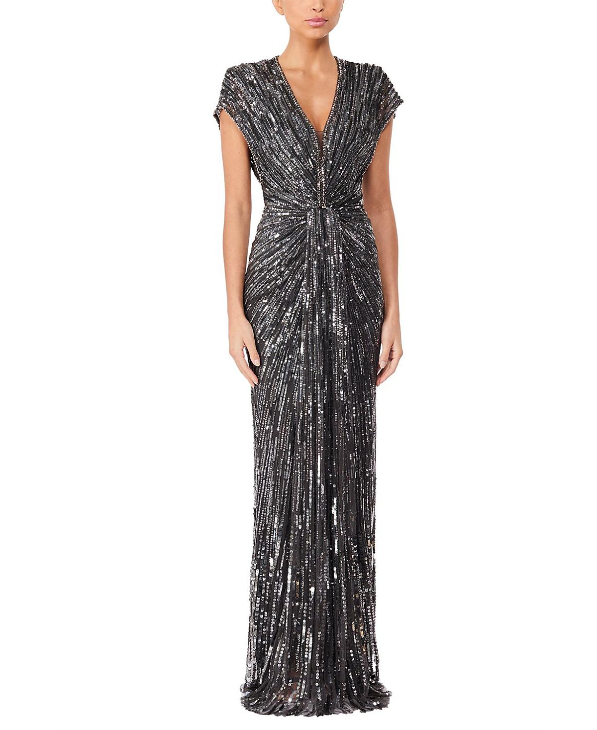 Jenny Packham Zola Sequin-Embellished V-neck Maxi Dress