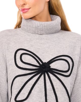 Embroidered Ribbon Turtleneck Sweater