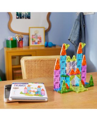 microMAGS Travel Set Deluxe Magnetic Construction Set, 55 Piece - Ages 3+