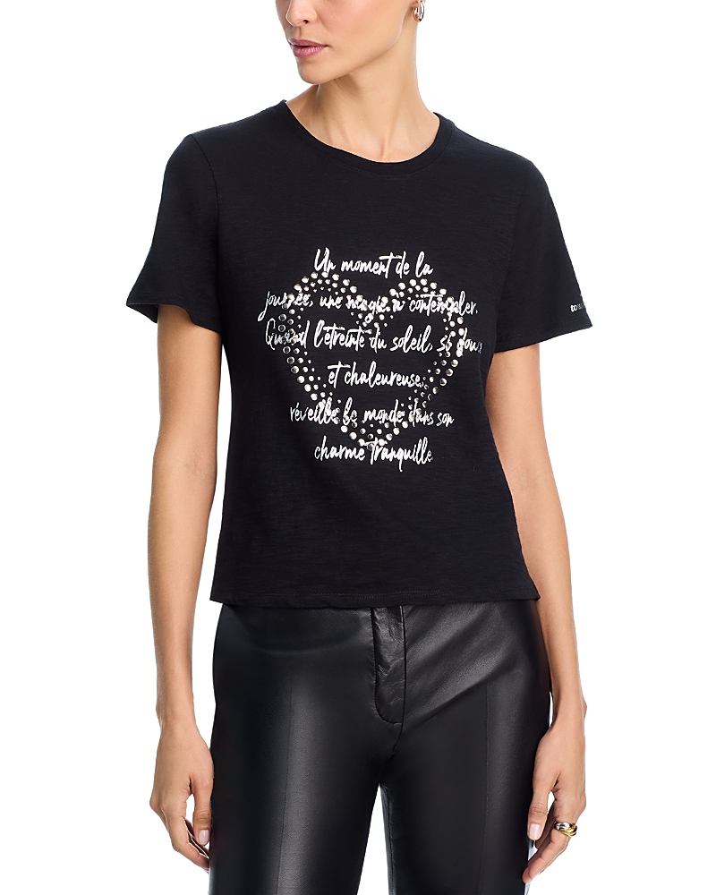 Cinq À Sept Cinq A Sept Studded Love Letter Shrunken Tee In Black