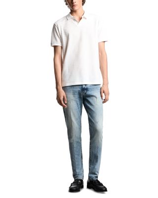 Jacquard Textured Cotton Polo Shirt