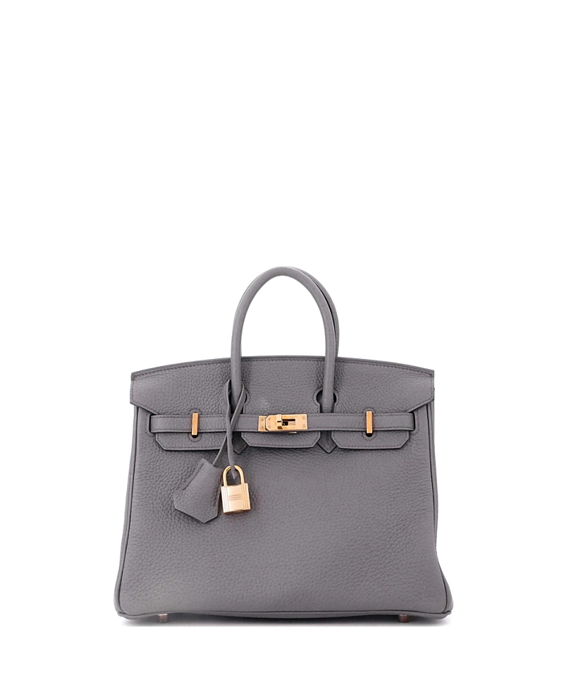 Pre-owned Pre-owned Hermes  Hermes Birkin 25 Handbag Grey Togo With Rose Gold Hardware In Gray