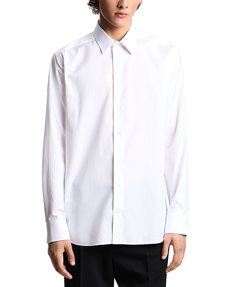 Emporio Armani New York Regular Fit Micro Jacquard Cotton Dress Shirt