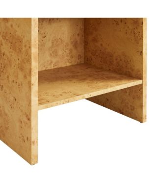 Hudson 1-Drawer Burl Wood Nightstand With Shelf