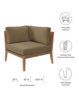 Clearwater Outdoor Patio Teak Wood Corner Chair