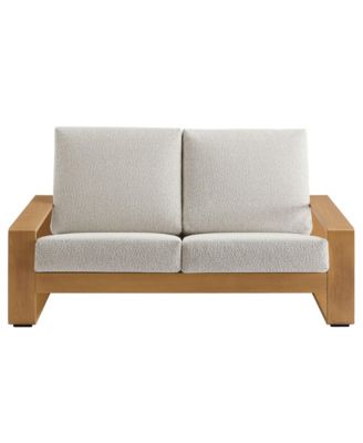 Lirienne Outdoor Patio Aluminum Faux Wood Loveseat