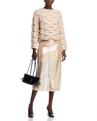 Lofty Merino Wool Basket Stitch Sweater