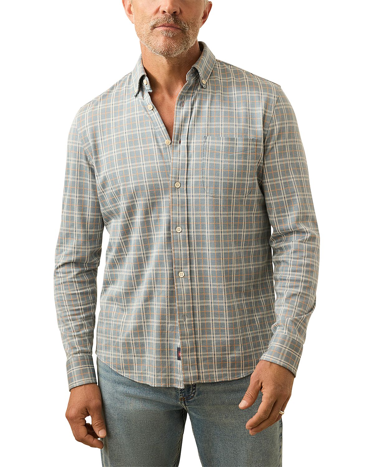 Faherty Coastline Knit Plaid Button Down Shirt