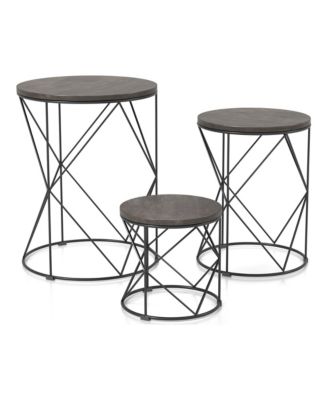 Bailer Steel Base Round Nesting Tables, Set of 3