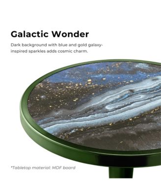 Knoll 16-inch Iron Round End Table with Galaxy Top and Dome Base