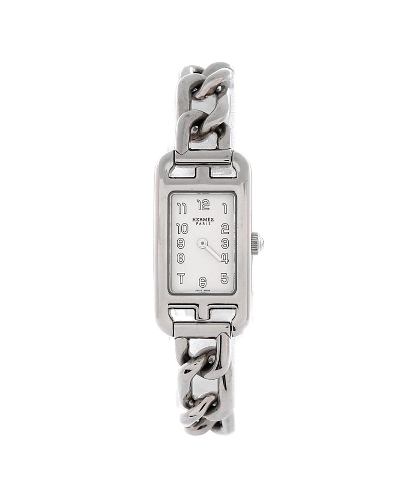Pre-owned Pre-owned Hermes  Hermes Nantucket Quartz Watch In Stainless Steel 17mm In White