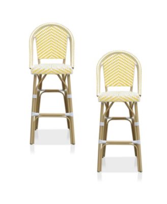 Haley Aluminum and PE Wicker Outdoor Bar Chairs, Set of 2