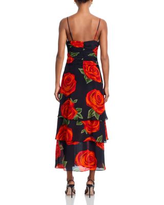Latin Roses Black Flower Dress