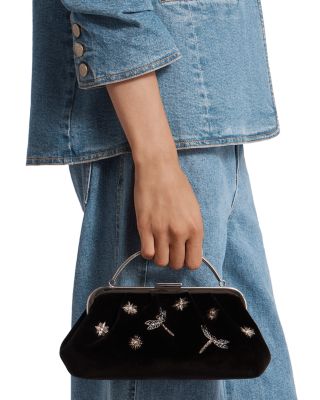 x Cinq &agrave; Sept Frame Black Velvet Clutch