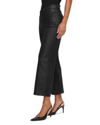 Petites Karmine Refined Wide Leg Jeans in Black Coated