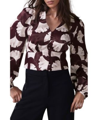  Women's Leaf Print Top