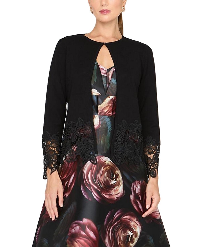Kay Unger Noelle Emellished Cardigan In Black