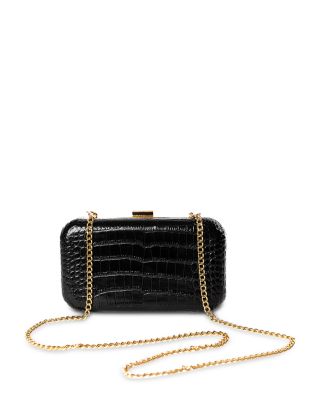 Rose Croc Embossed Leather Clutch