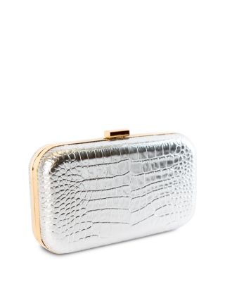 Rose Croc Embossed Leather Clutch