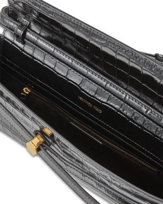 Dash Croc Embossed Leather Clutch