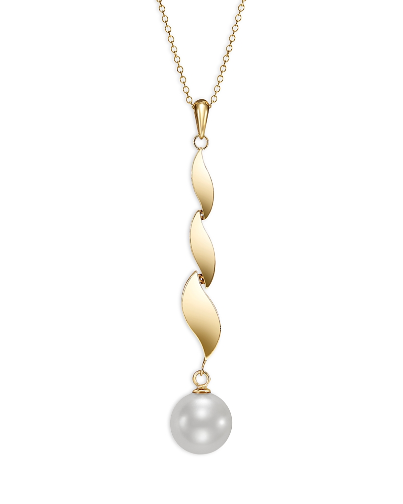 Bloomingdale's Fine Collection Cultured Freshwater Pearl Link Pendant Necklace in 14K Yellow Gold, 16
