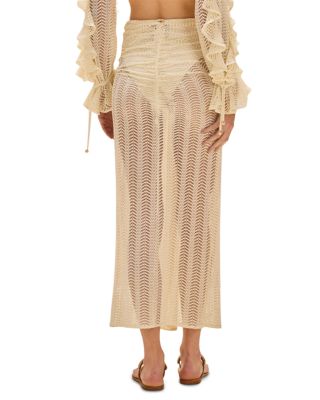 Wave Mesh Swim Cover Up Maxi Skirt