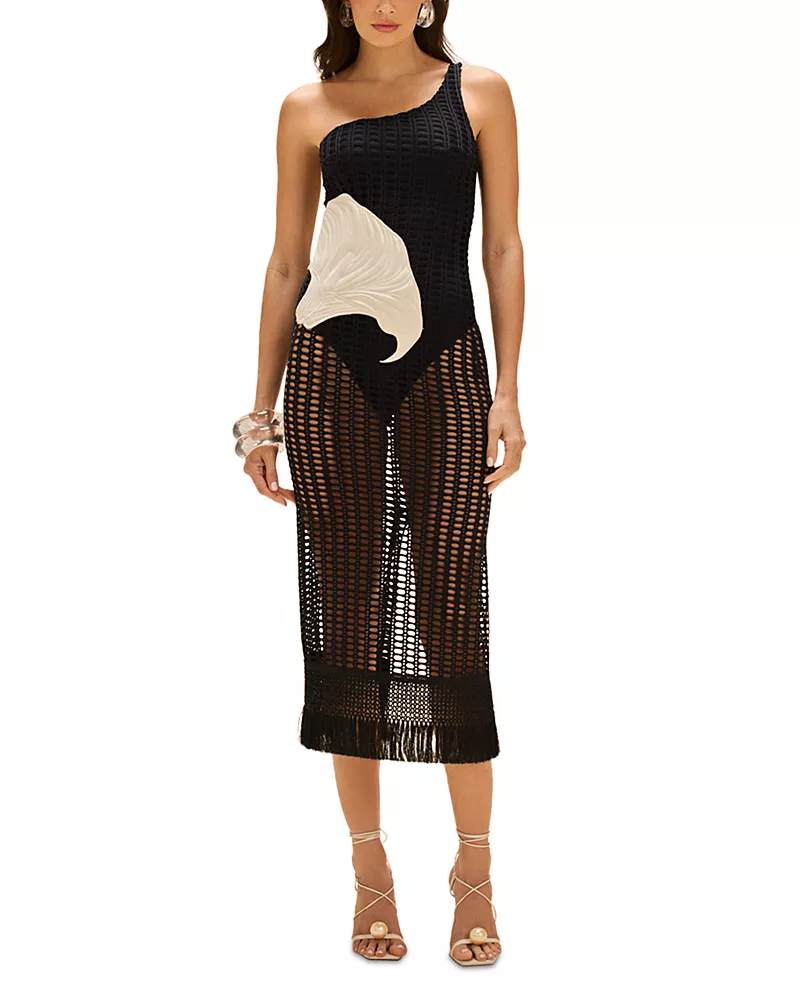 PatBO Selene Mesh Beach Cover Up Midi Dress