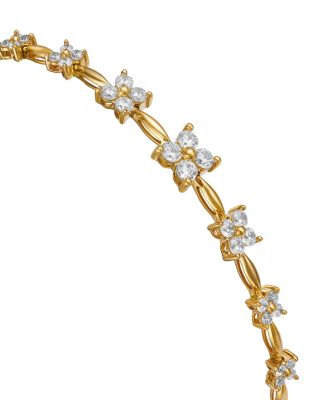 Diamond Flower Quad Cluster Graduated Station Bracelet in 14K Yellow Gold, 1.0 tcw