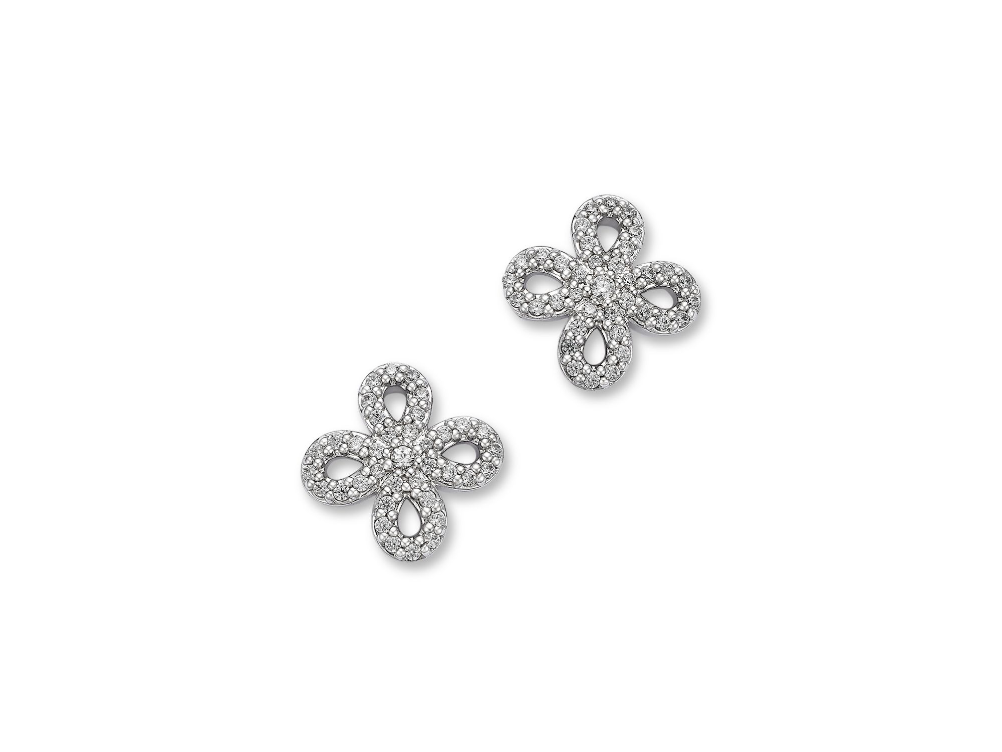 Diamond Micro-Pavé Flower Stud Earrings in 14K , 0.25 tcw - Image 1