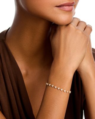 Diamond Clover Cluster Station Bracelet in 14K Yellow Gold, 0.50 tcw