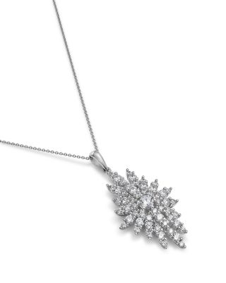 Diamond Retro Chic Starburst Pendant Necklace in 14K White Gold, 1.5 tcw