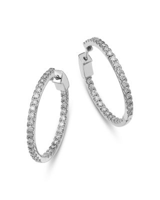 Luxe Collection Certified Lab Grown Diamond Inside Out Hoop Earrings in 14K White Gold, 1.50 tcw