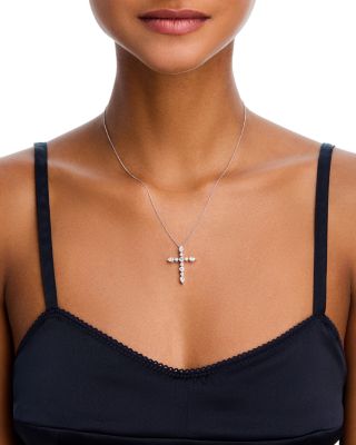 Luxe Collection Certified Lab Grown Diamond Cross Pendant Necklace in 14K White Gold, 1.50 tcw